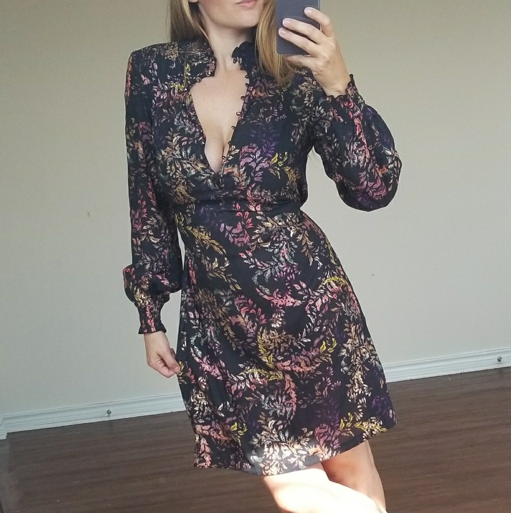 H&M Victorian Vintage Deep V Neck Dress
